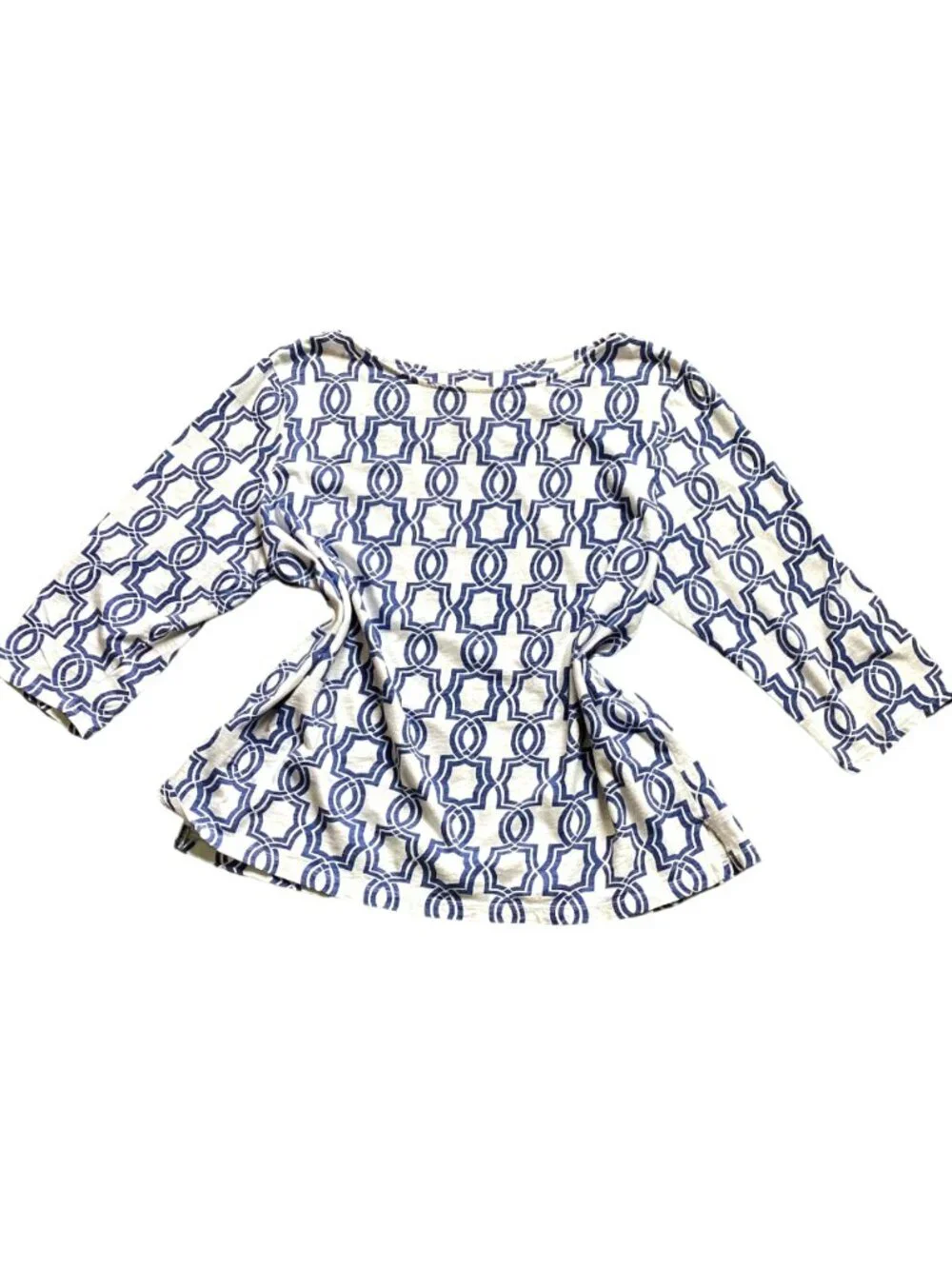 Chico’s Graphic Geo Cotton Slub Top Sz 3‎ (XL/16) #163H